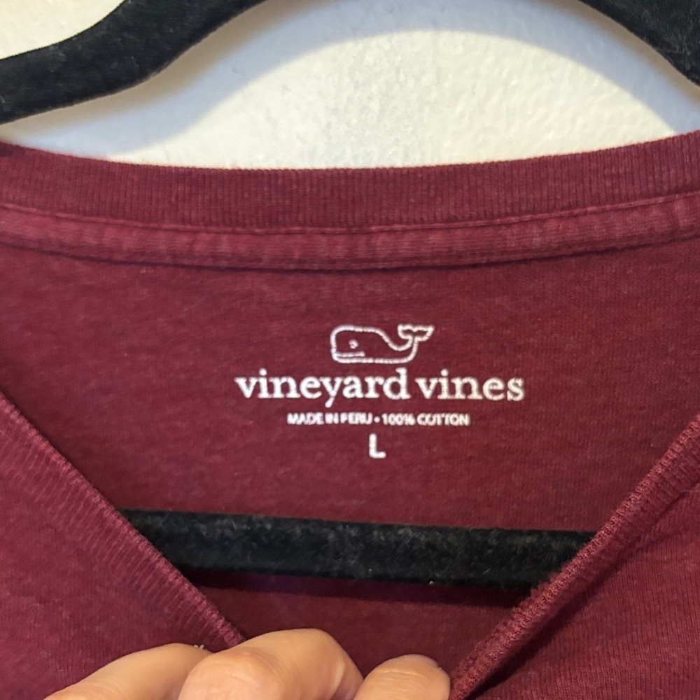 Vineyard Vines Men's Burgundy Long Sleeve Tee - Picture 3 of 4